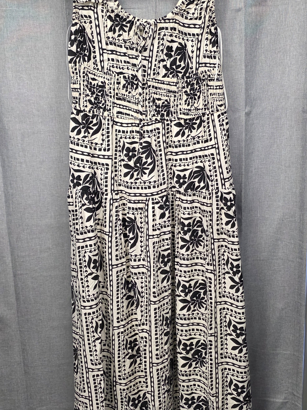 Blu Pepper Black and White Printed Maxi Dress